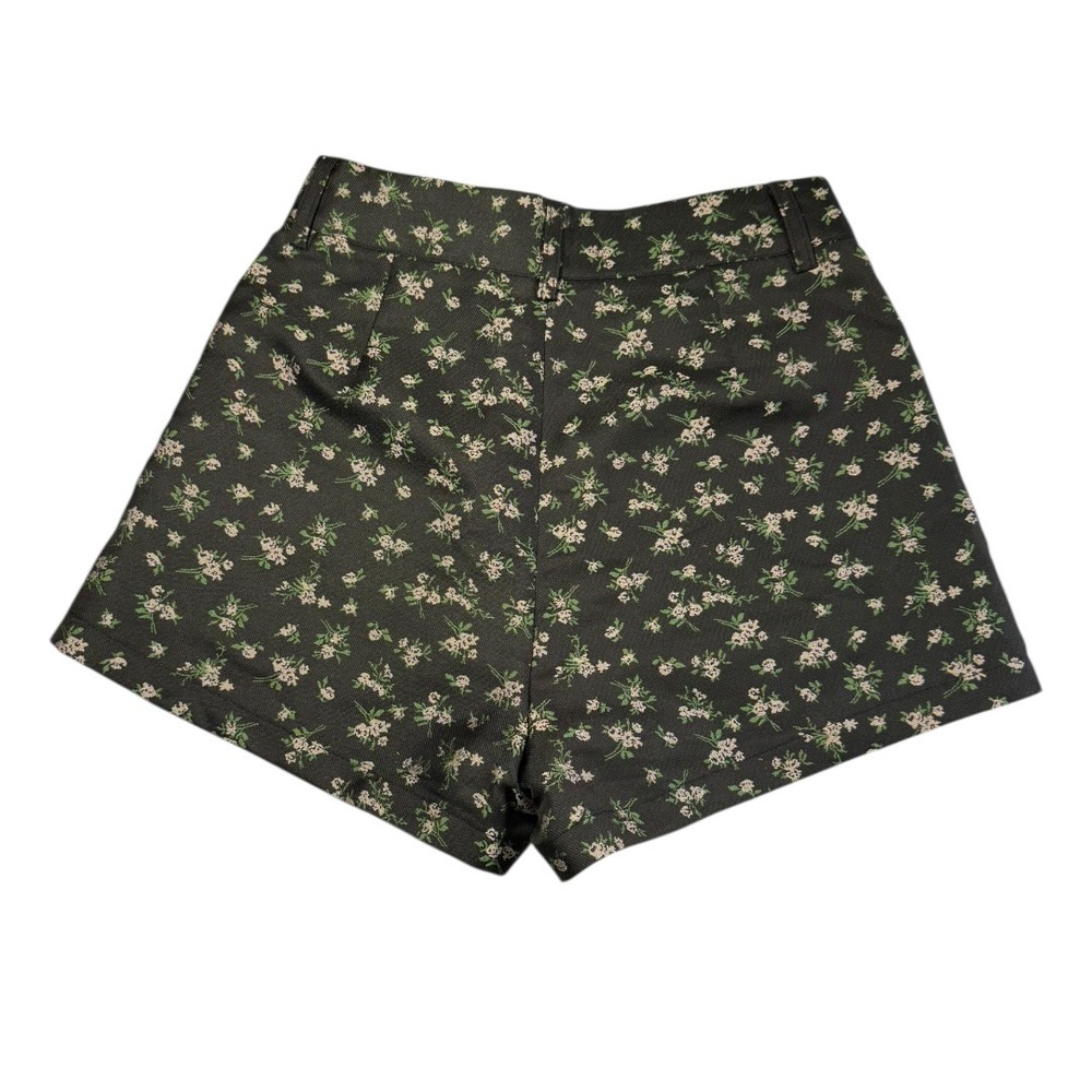 CIDER Floral Print High Waisted‎ Shorts XXS Dark Green Black Cottagecore - Picture 2 of 4